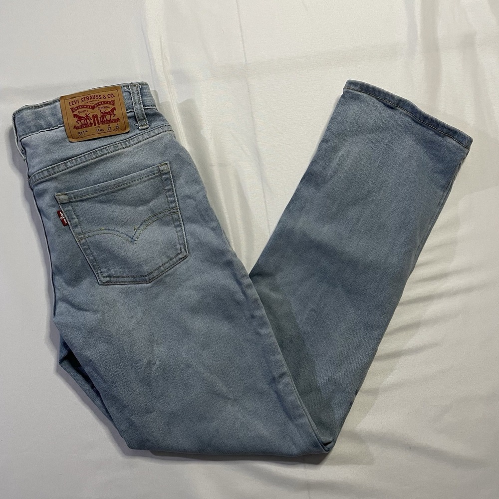 Levi's 511 Slim Fit Boys Jeans Size 14 Regular Light Wash Denim 26x27